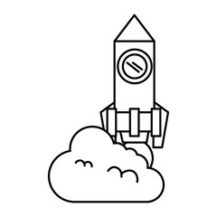 rocket launcher with cloud vector illustration design