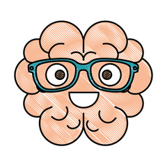 brain with glasses kawaii character vector illustration design