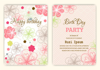 Happy birthday on floral background in colorful theme.