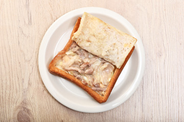 Coffin bread is a famous snack of Tainan in Taiwan. 