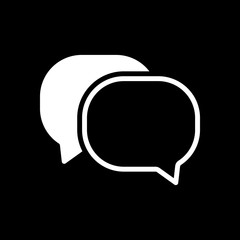chat icon. White icon on black background. Inversion