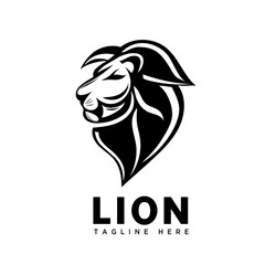 simple elegant lion head art logo