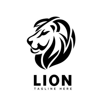elegant lion head art logo
