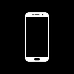 Sellphone icon. White icon on black background. Inversion