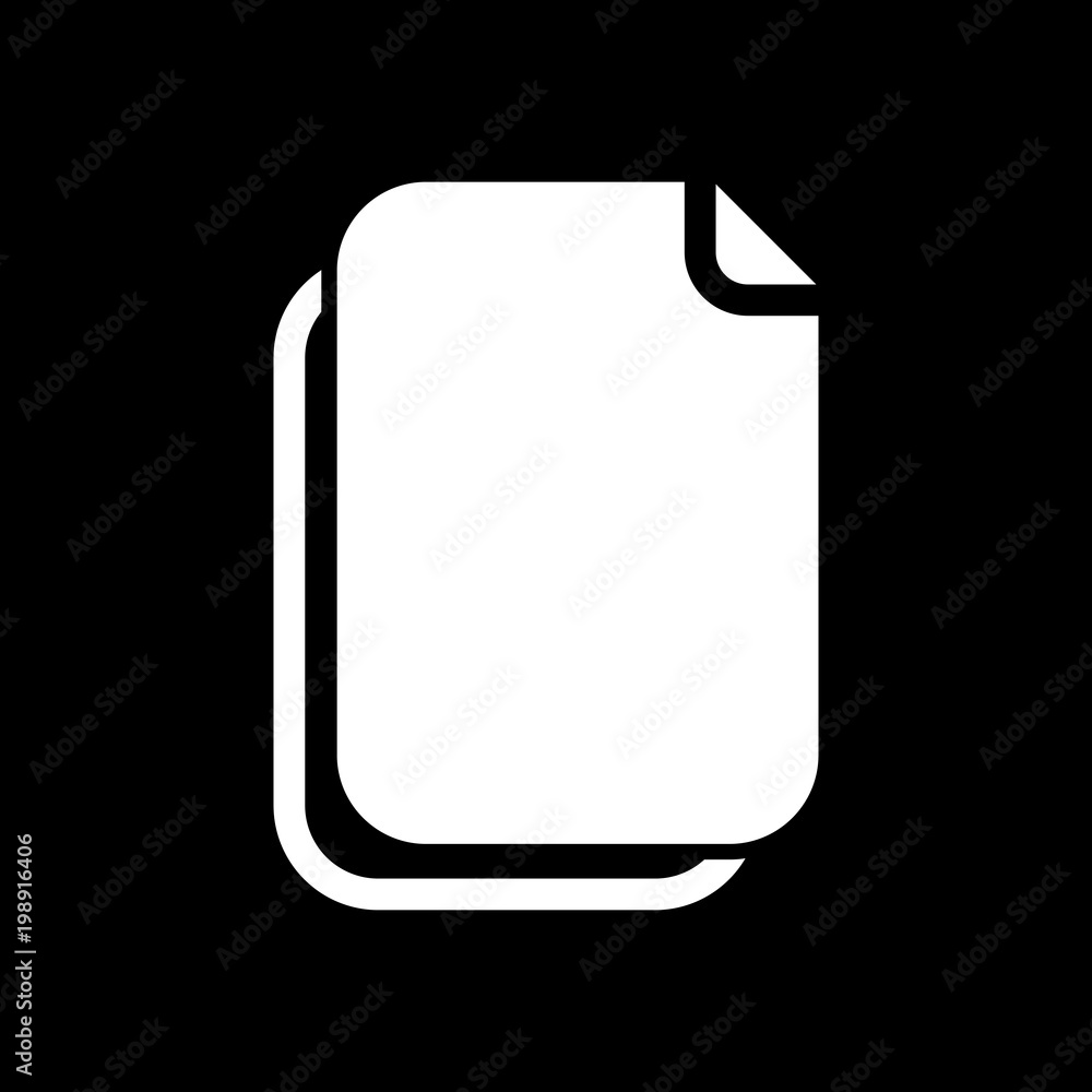 Poster document simple icon. white icon on black background. inversion