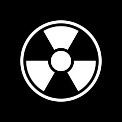 hazard, radiation. simple silhouette. White icon on black background. Inversion
