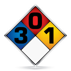 Vector and illustration of graphic style, Diamond 3-0-1 symbols, White,Blue,Red,Yellow Warning Dangerous icon on white background,Attracting attention Security First sign,Idea for Presentation,EPS10