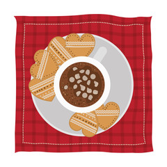 delicious and sweet christmas cookies and chocolate cup