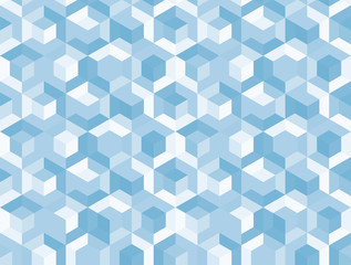 Blue abstract background, creative vector illustration, cube shapes and hexagon.