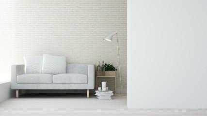 Interior Relax space in condominium Brick wall - 3d rendering minimal japanese	