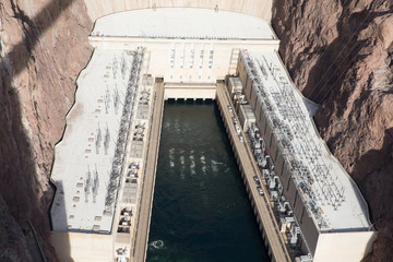 boulder dam known as hoover dam electric water power generator, 