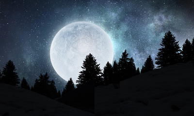 Fototapeta na wymiar Full moon in sky
