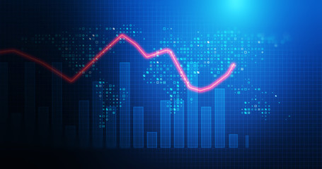 stock market chart data screen on technology background