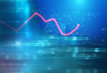stock market chart data screen on technology background