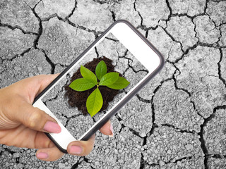 Save earth by innovation technology concept.