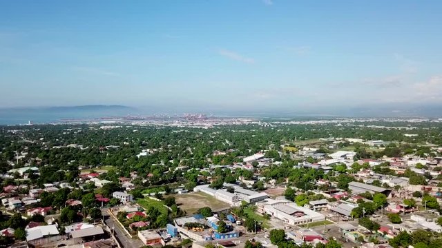 Cinematic aerial view of Kingston Jamaica