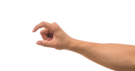 Men hand showing the multi action over white background, include clipping path