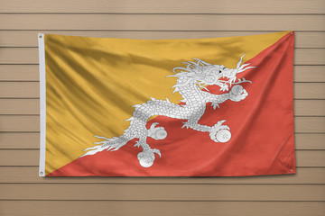 Bhutan Flag hanging on a wall