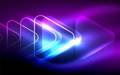 Glowing vector triangle geometric shapes in dark space