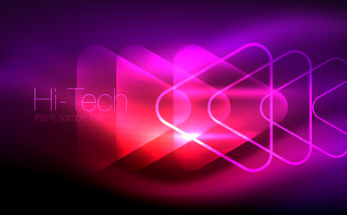 Glowing vector triangle geometric shapes in dark space