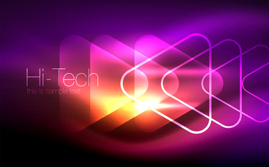 Glowing vector triangle geometric shapes in dark space