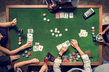 Aerial of people playing gamble in casino