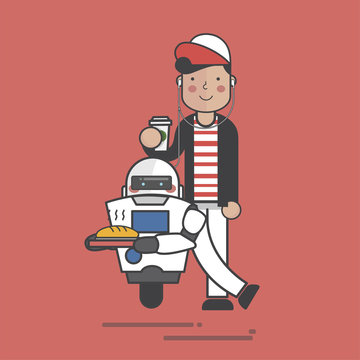 Illustration of man with robot