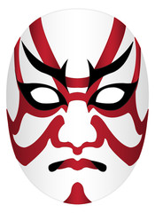 Japan kabuki mask on a white background