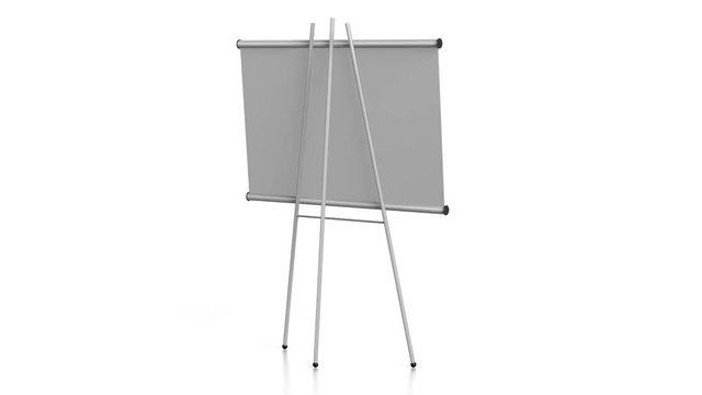 3D empty presentation board on white background