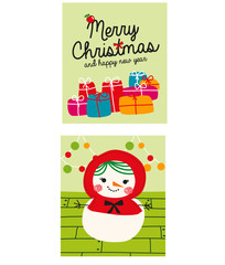 stock vector doodle cute snowmen