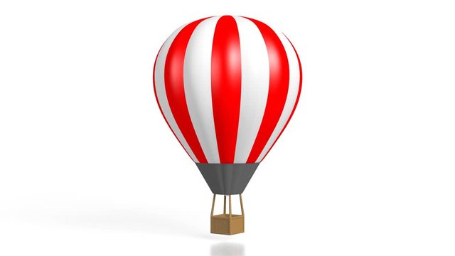 3D red and white hot air balloon on white background