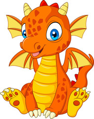 Cartoon young dragon sitting
