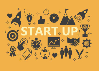 Start up outline icons set