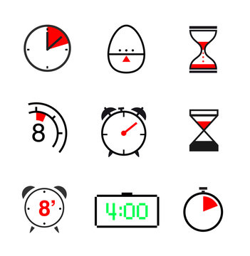 A set of clock icons. vector illustration on white background. Ready and simple to use for your design. EPS10