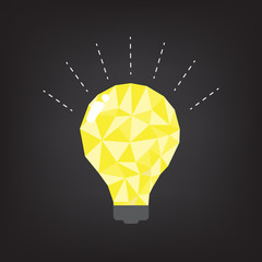 Yellow idea light blub on black background