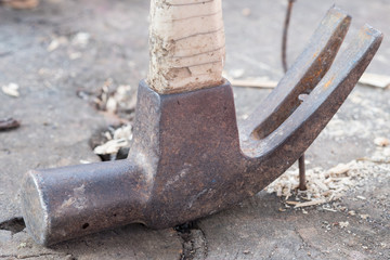 Hammer and nails Close Up.