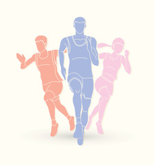 Marathon runner, Start running , Group of people running action graphic vector