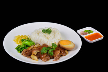 Thai food Stewed pork leg with rice