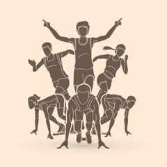 Marathon runner, Start running , Group of people running action graphic vector