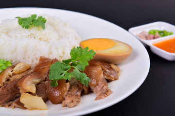 Thai food Stewed pork leg with rice