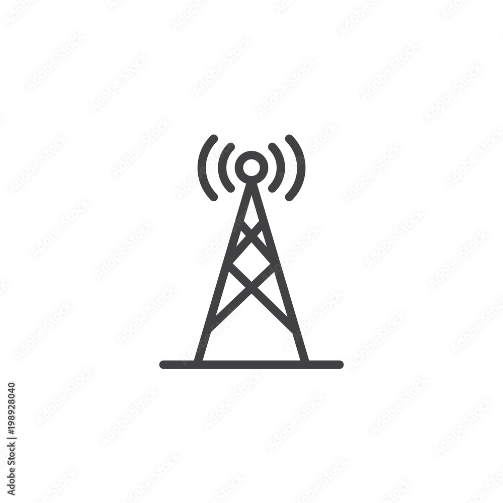 Poster wireless antenna outline icon. linear style sign for mobile concept and web design. raster transmitt
