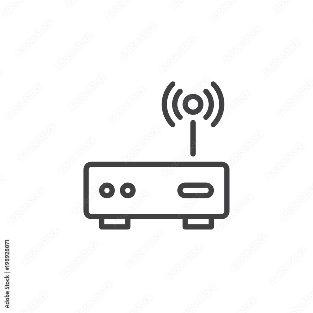 Poster wi-fi modem outline icon. linear style sign for mobile concept and web design. wireless router simpl
