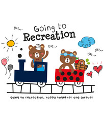  stock vector cute bear in the train