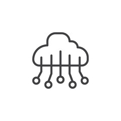 Cloud computing outline icon. linear style sign for mobile concept and web design. Data cloud network connection server simple line vector icon. Symbol logo illustration. Pixel perfect vector graphics