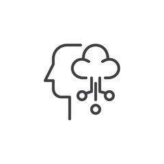 User profile and cloud computing outline icon. linear style sign for mobile concept and web design. Personal cloud network simple line vector icon. Symbol logo illustration. 