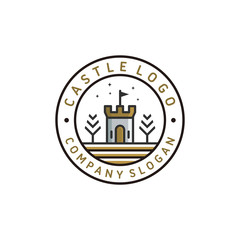 Castle logo template, castle tower vector illustration