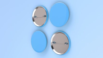 Blank blue badge on blue background