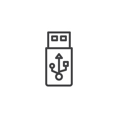 USB Flash Drive outline icon. linear style sign for mobile concept and web design. Information transfer and storage device simple line vector icon. Symbol, logo illustration. Pixel perfect vector