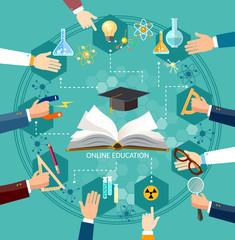 Education infographics open book of knowledge, school background education art