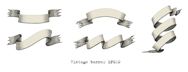 Vintage banners hand drawing engraving illustration